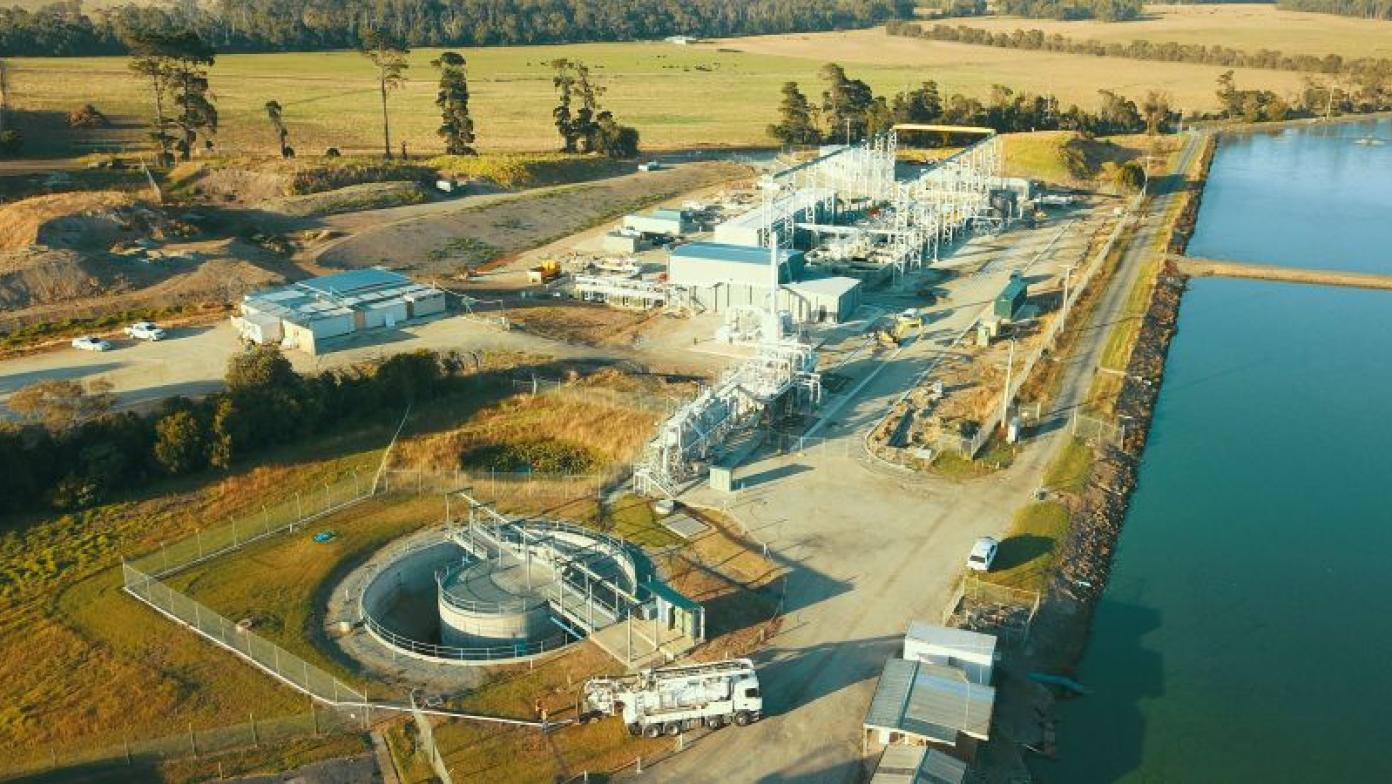 Aerial shot of Drouin water treatment plant under construction. 