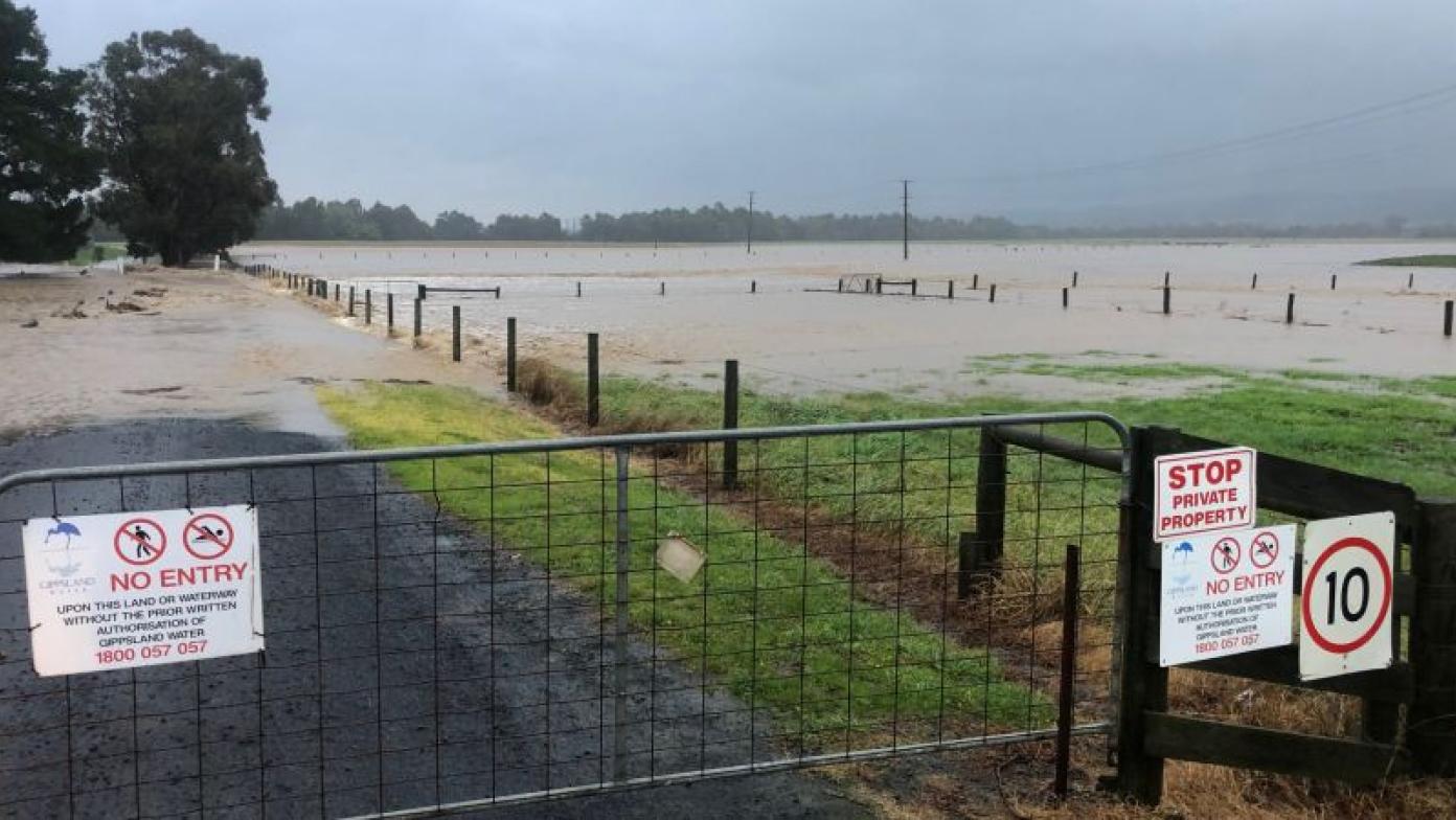 Flooded paddocks.