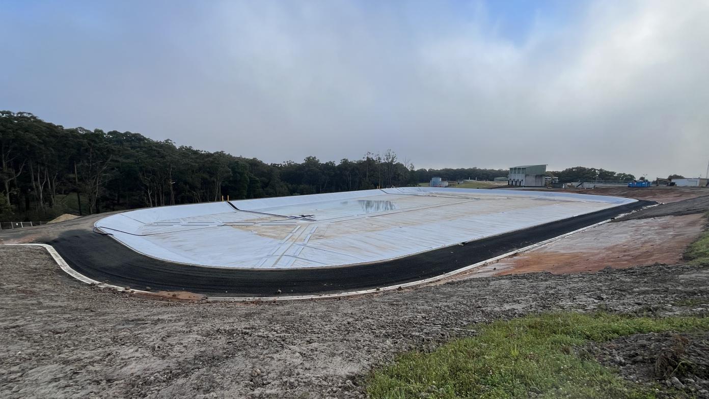 Image of new treated water basin at Moe water treament plant. 